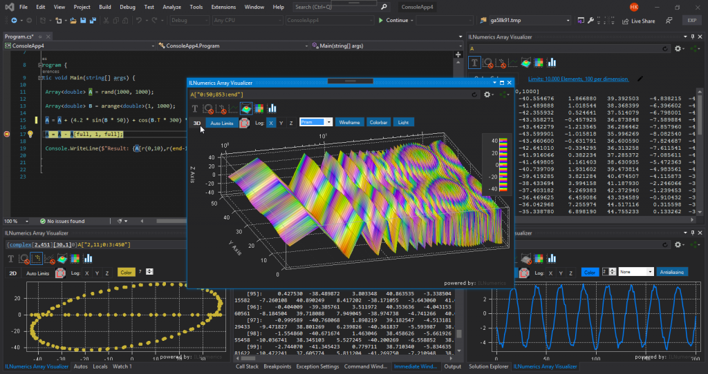 ILNumerics Array Visualizer: Debugging in VisualStudio